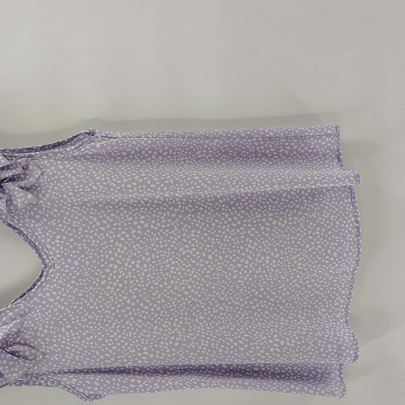 Jodifl Purple and White Pullover Blouse Size Small Ruffle Shoulder Sleeveless - Picture 3 of 6